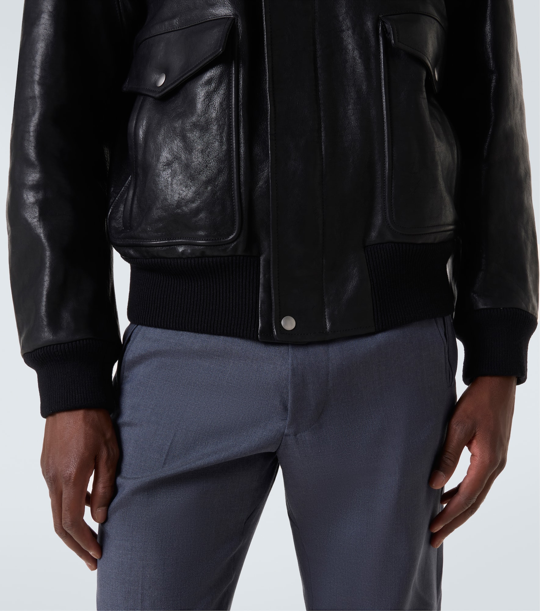Faux fur-trimmed leather jacket - 8