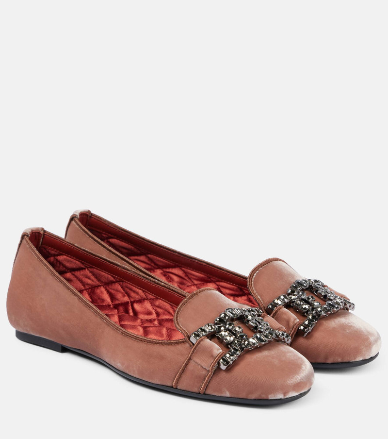 Kate embellished velvet ballet flats - 1