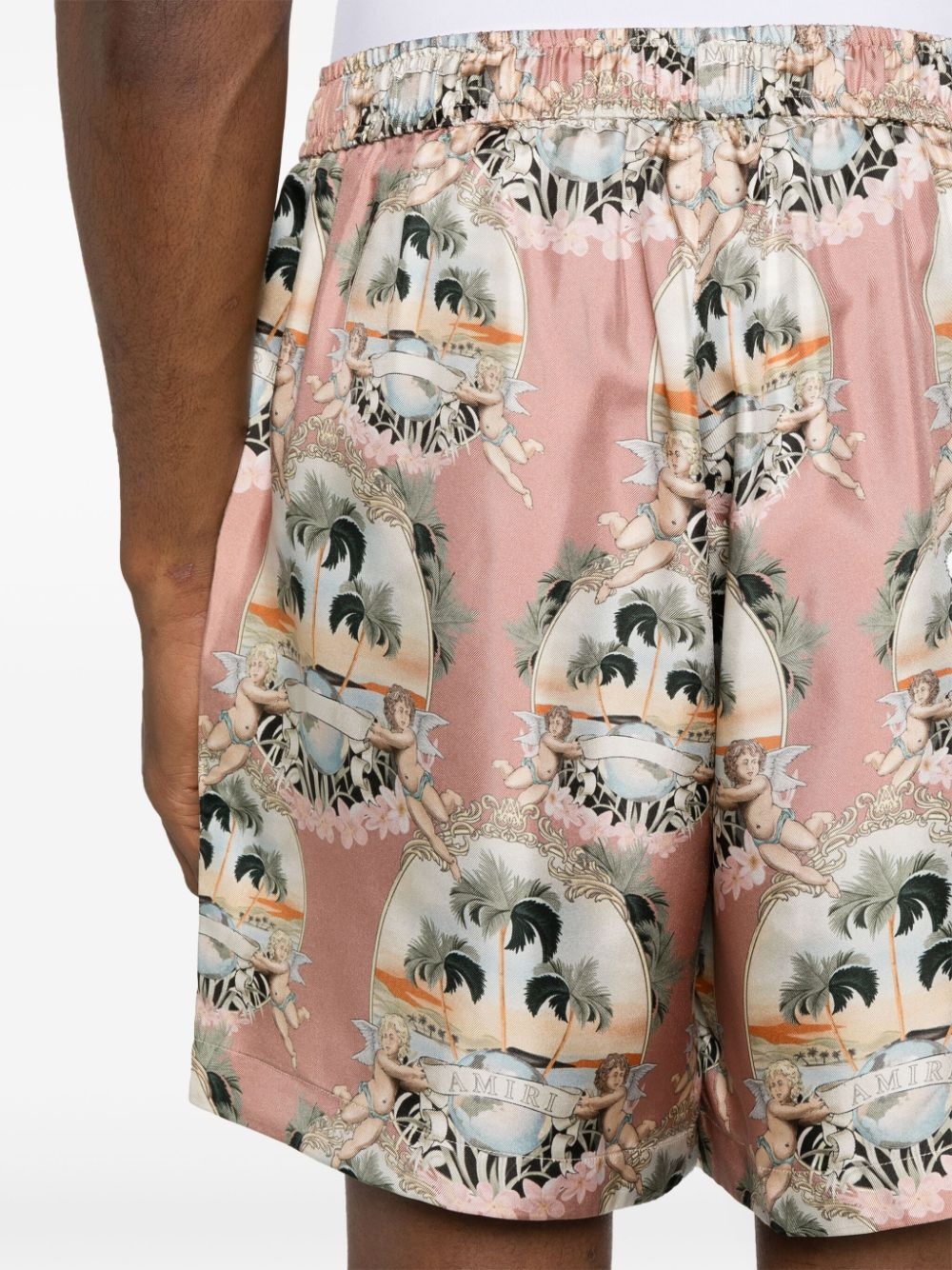 graphic-print silk shorts - 5