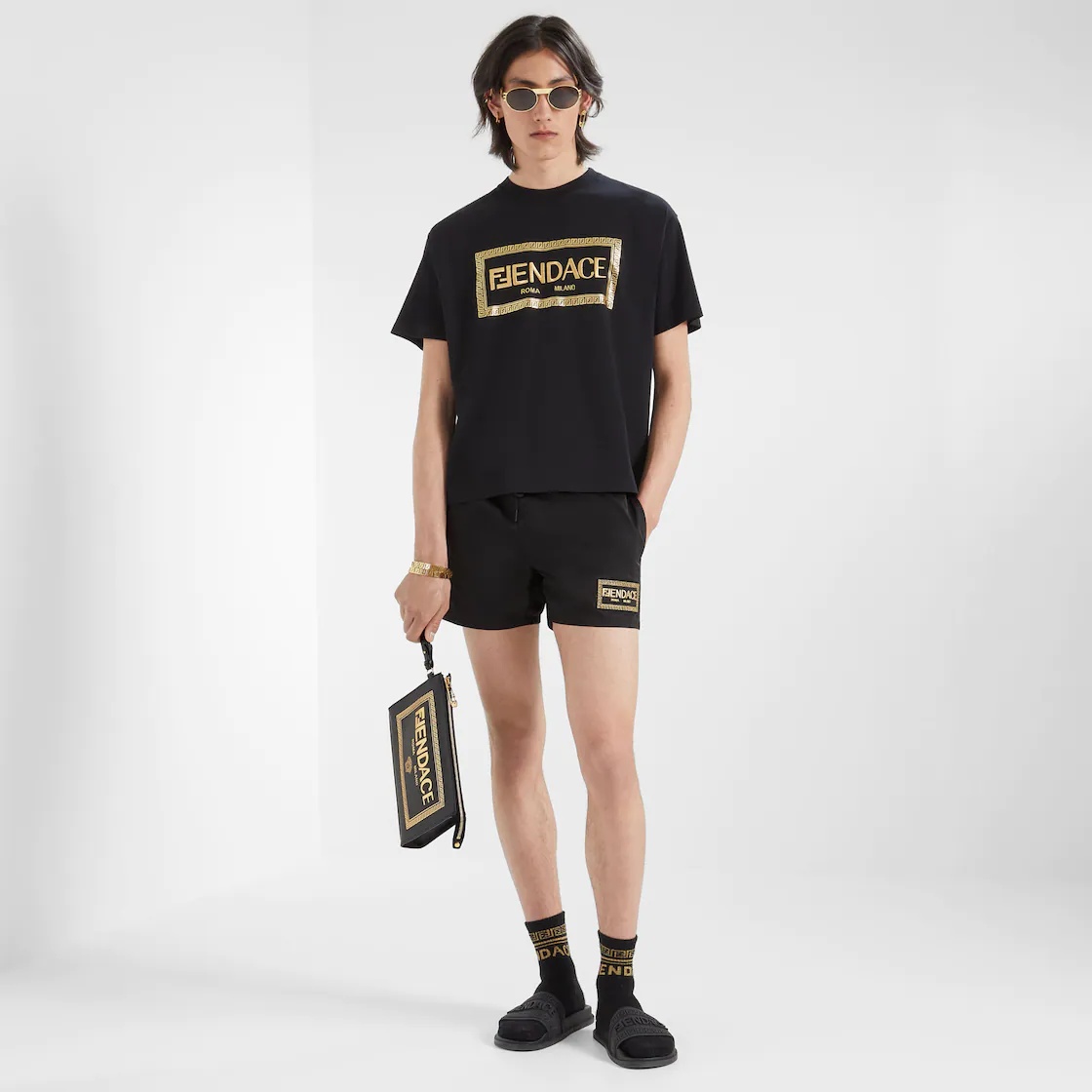 Fendace Black rubber  Logo sandals - 5