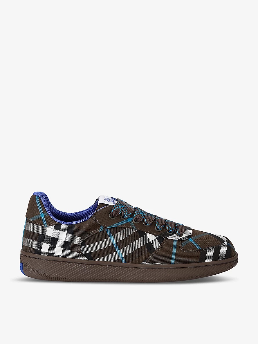 Terrace checked woven low-top trainers - 1