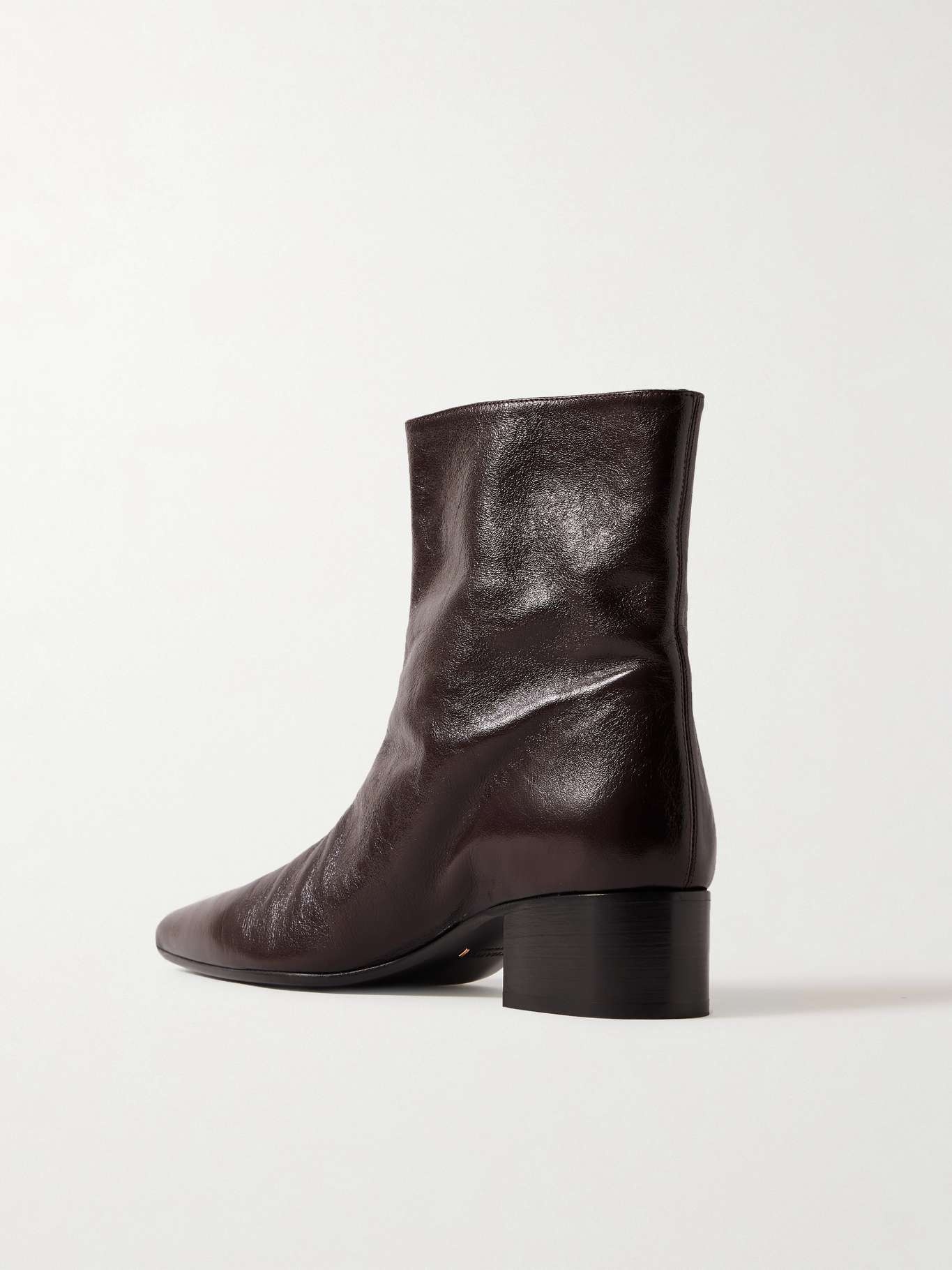 Andee crinkled-leather ankle boots Dark brown - 3