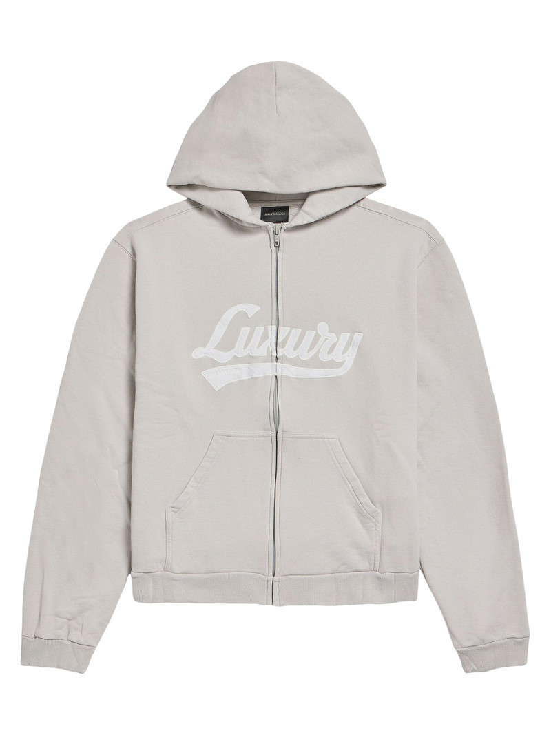 Women's Luxury Script Zip-Up Regular Fit Hoodie - Dirty White 1