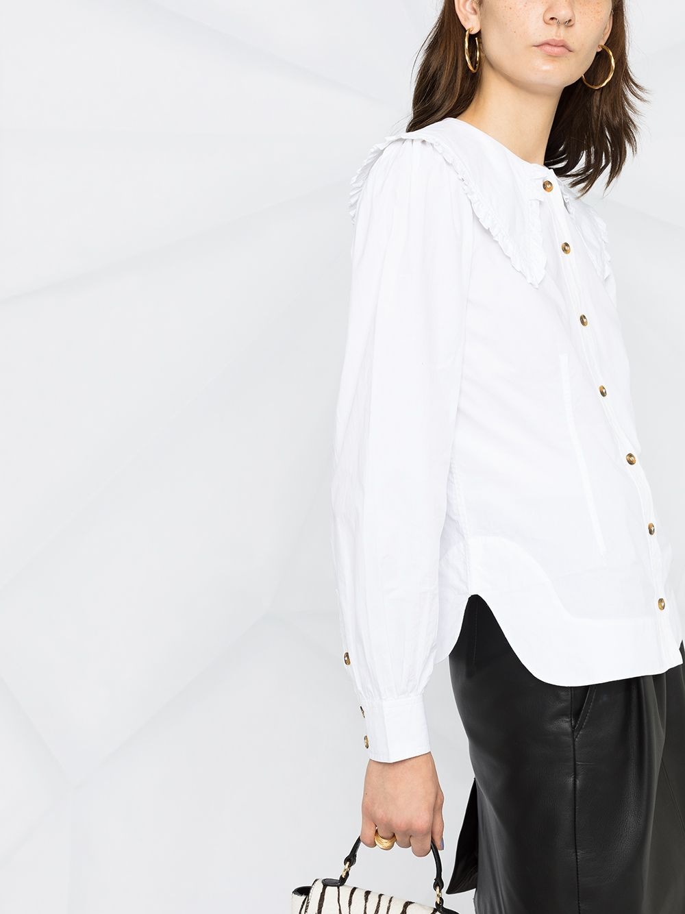 oversized-collar buttoned blouse - 3