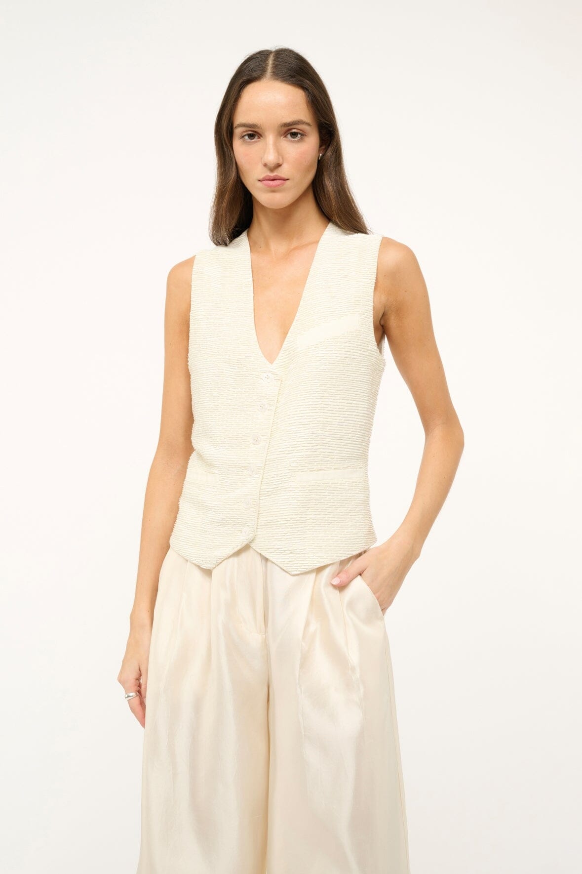 STAUD BRETT VEST IVORY - 2