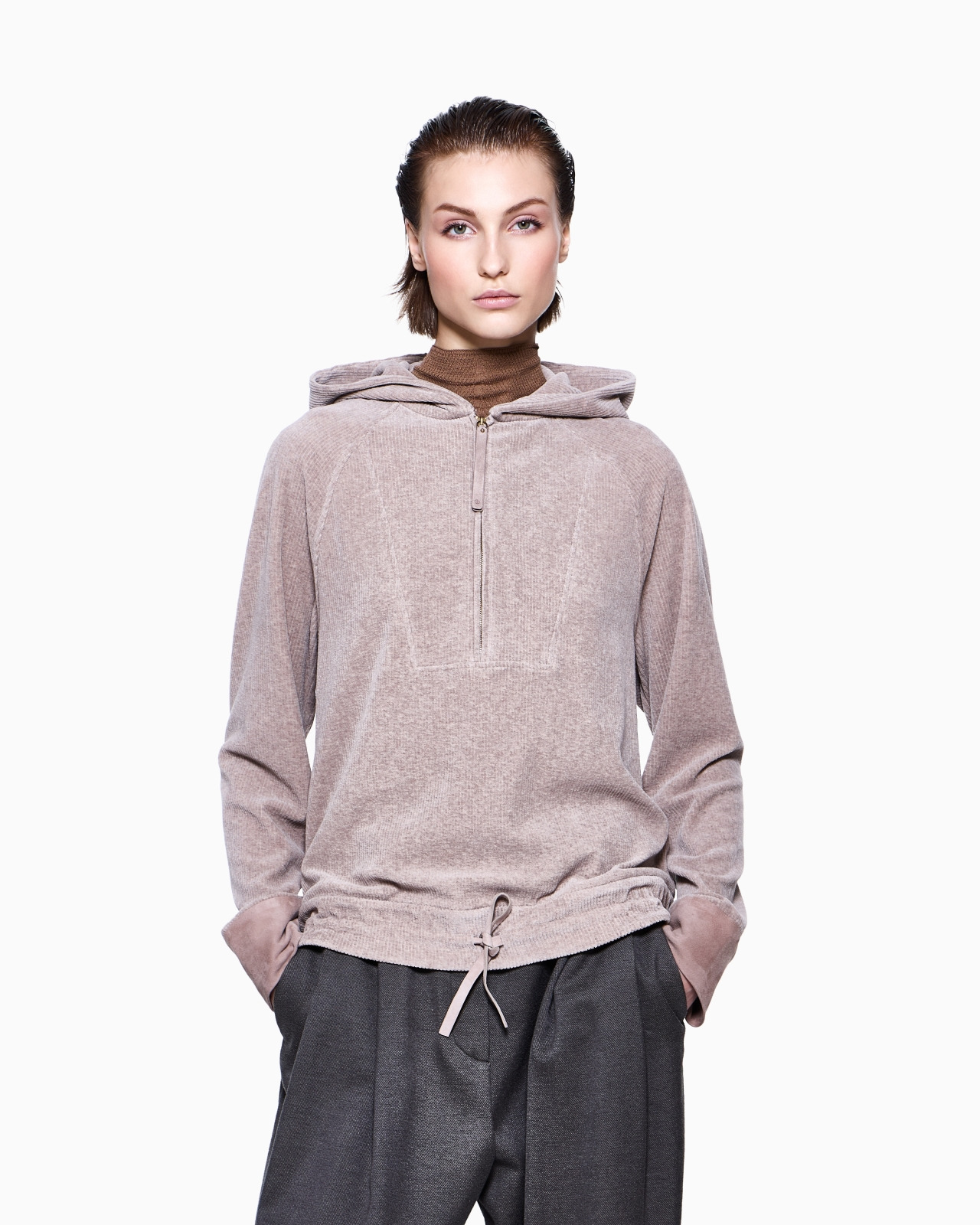 RIBBED CHENILLE JERSEY HOODED SWEATSHIRT - 4