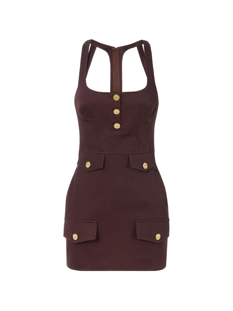 flap button mini dress 1