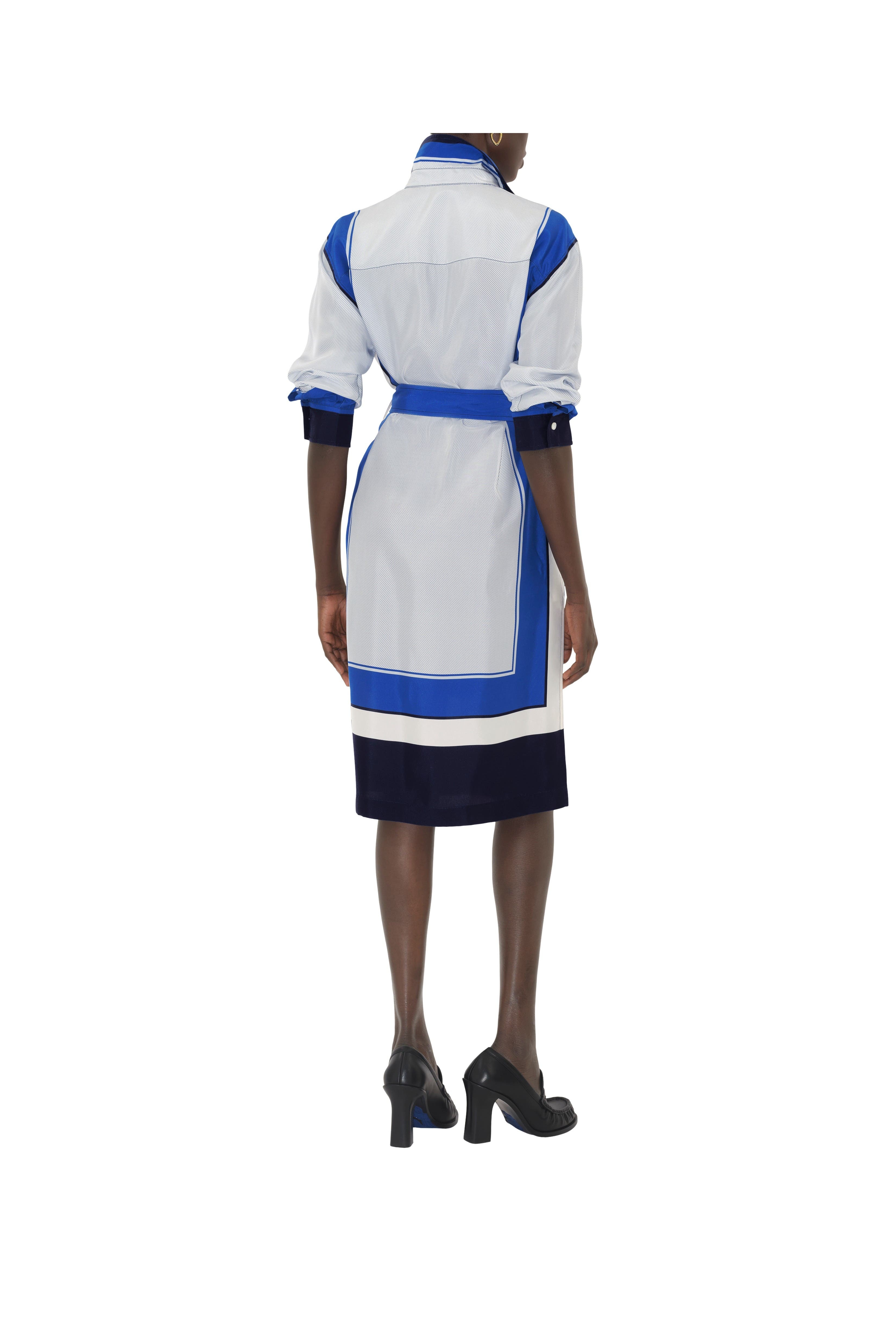 burberry Knight Stamp Box Silk Shirt Dress in Ink at Nordstrom - 4