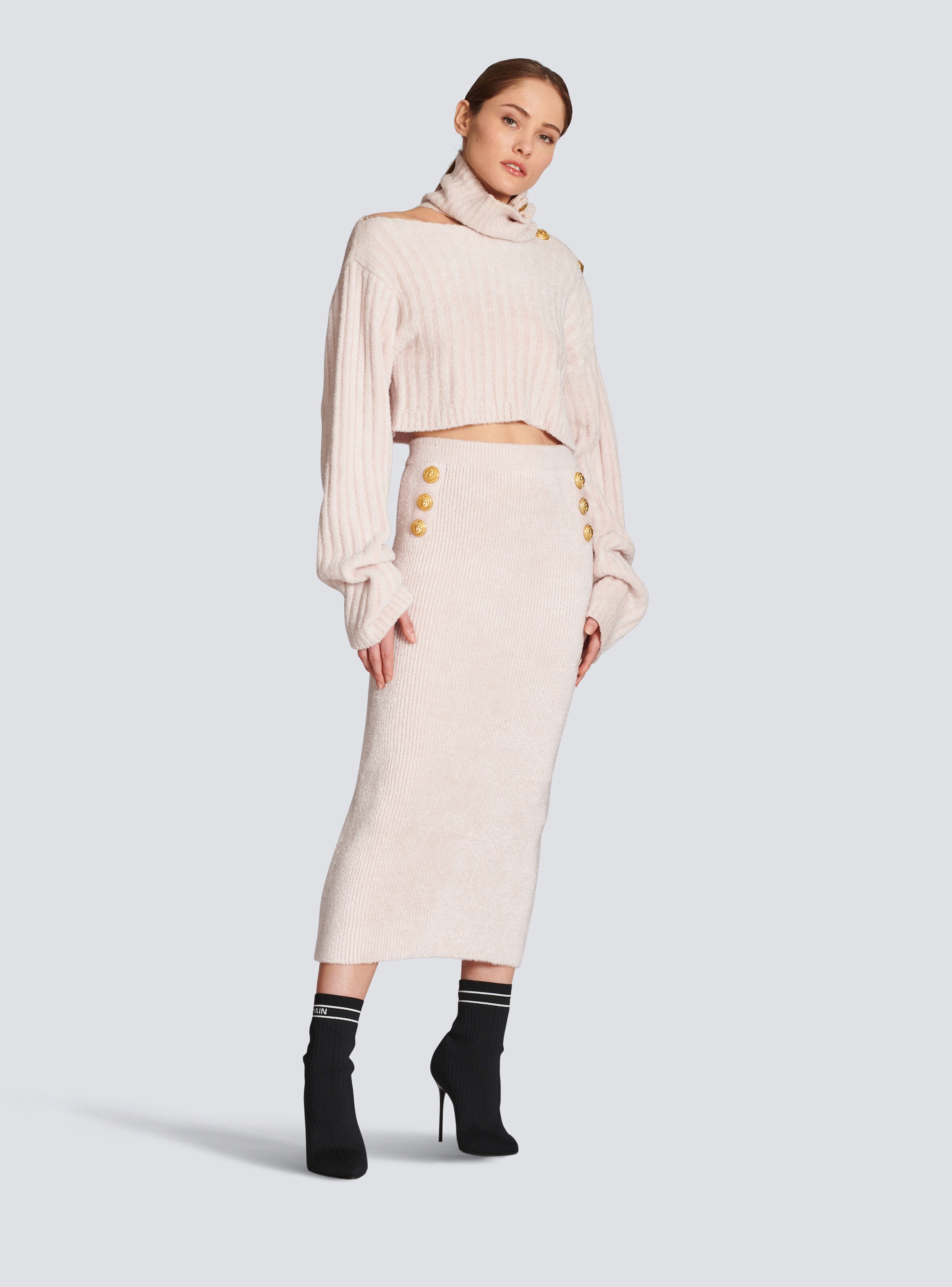 Mid-length velvet skirt - 3