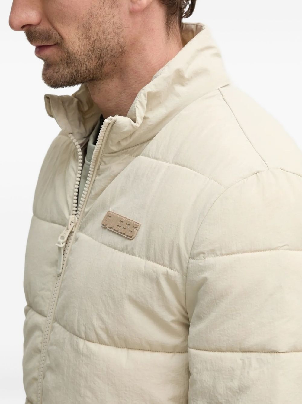 quilted logo-plaque jacket - 3