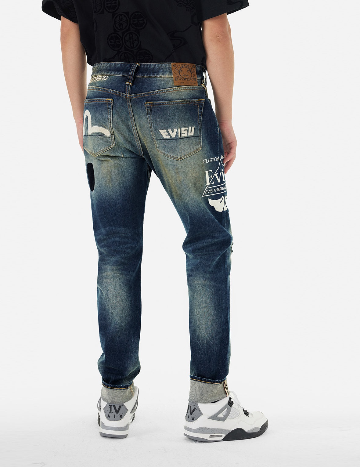 Logo Print and Seagull Embroidery Carrot Fit Jeans #2017 - 7
