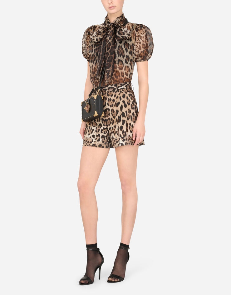 Leopard-print poplin shorts - 6