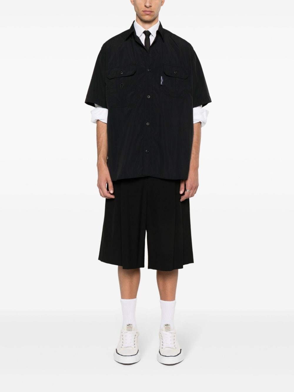 pointed-collar short-sleeve shirt - 2