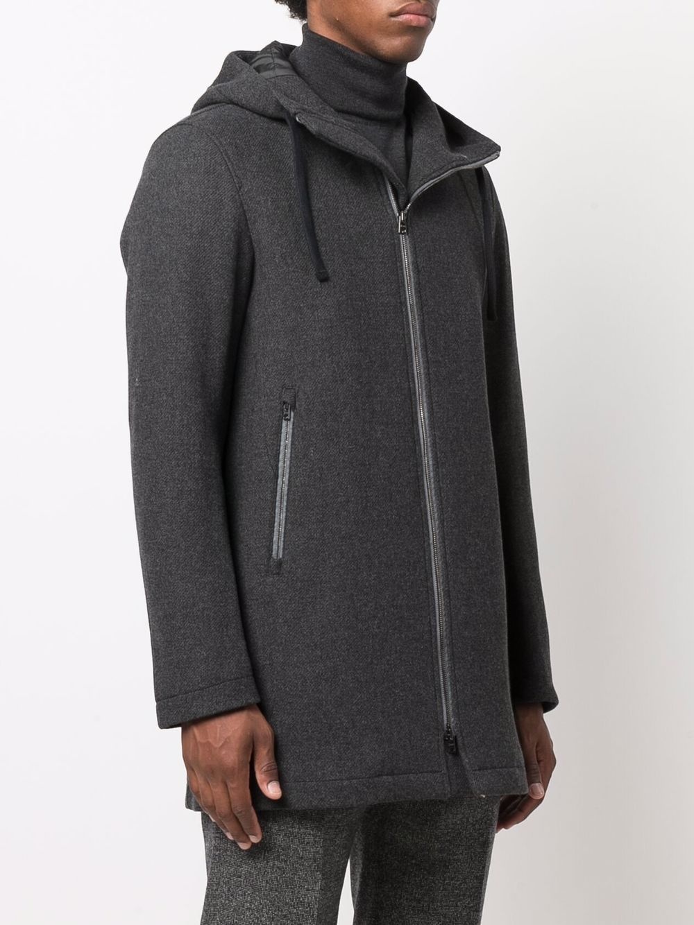 zip-up hooded down coat - 3