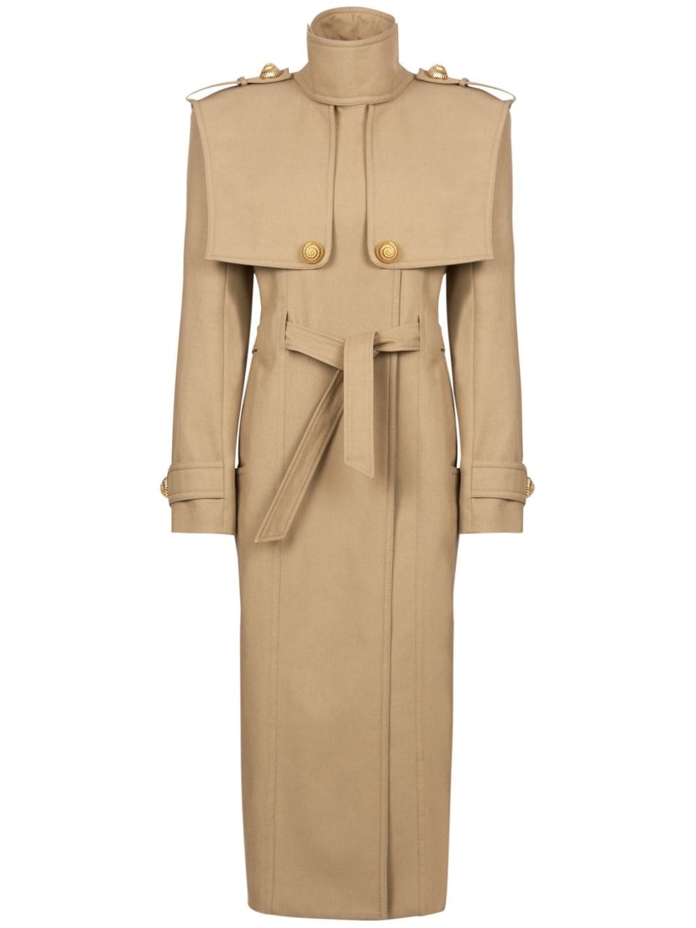 belted cotton trench coat - 1