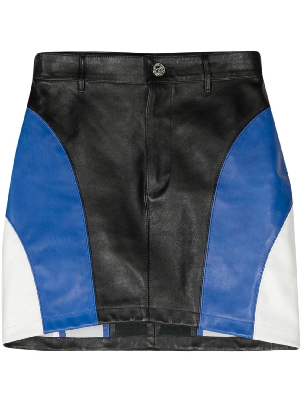 colour-block leather miniskirt - 1