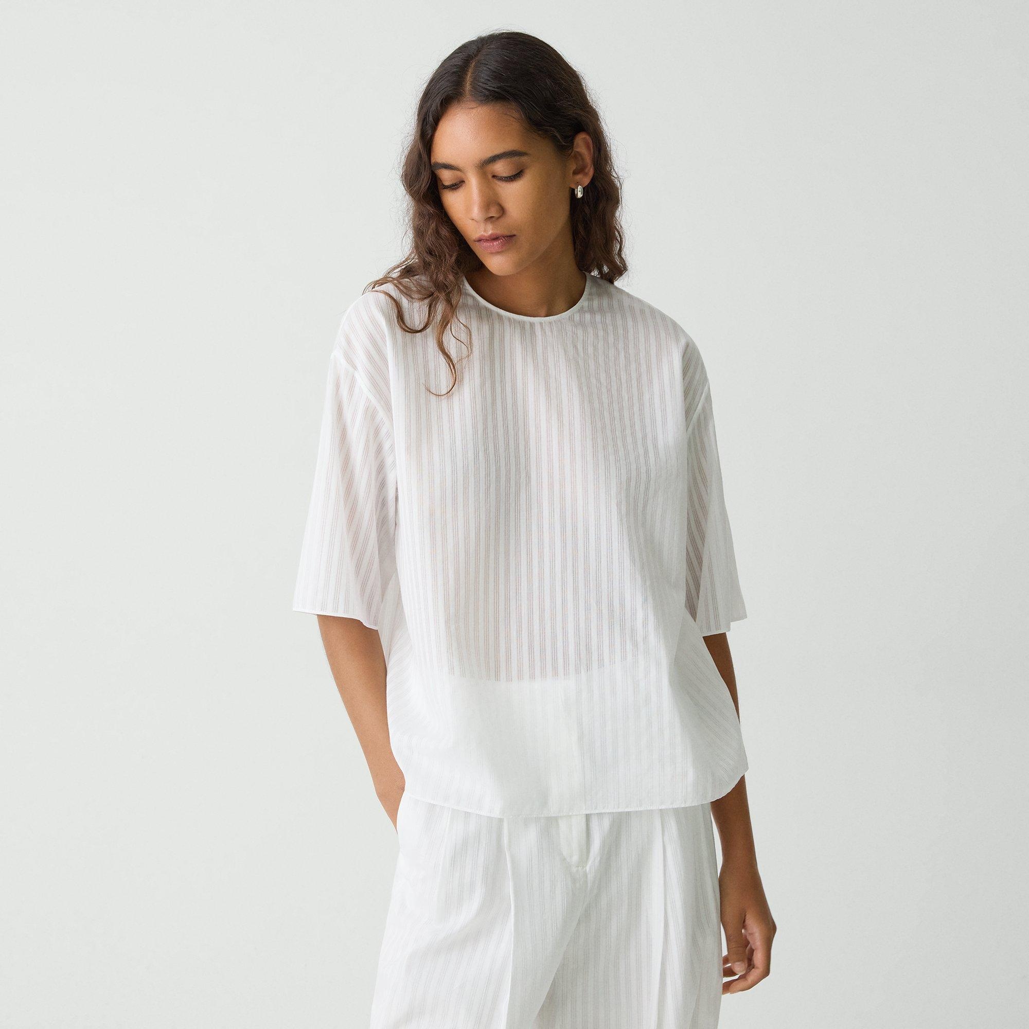 Boxy Tee in Linear Cotton - 2