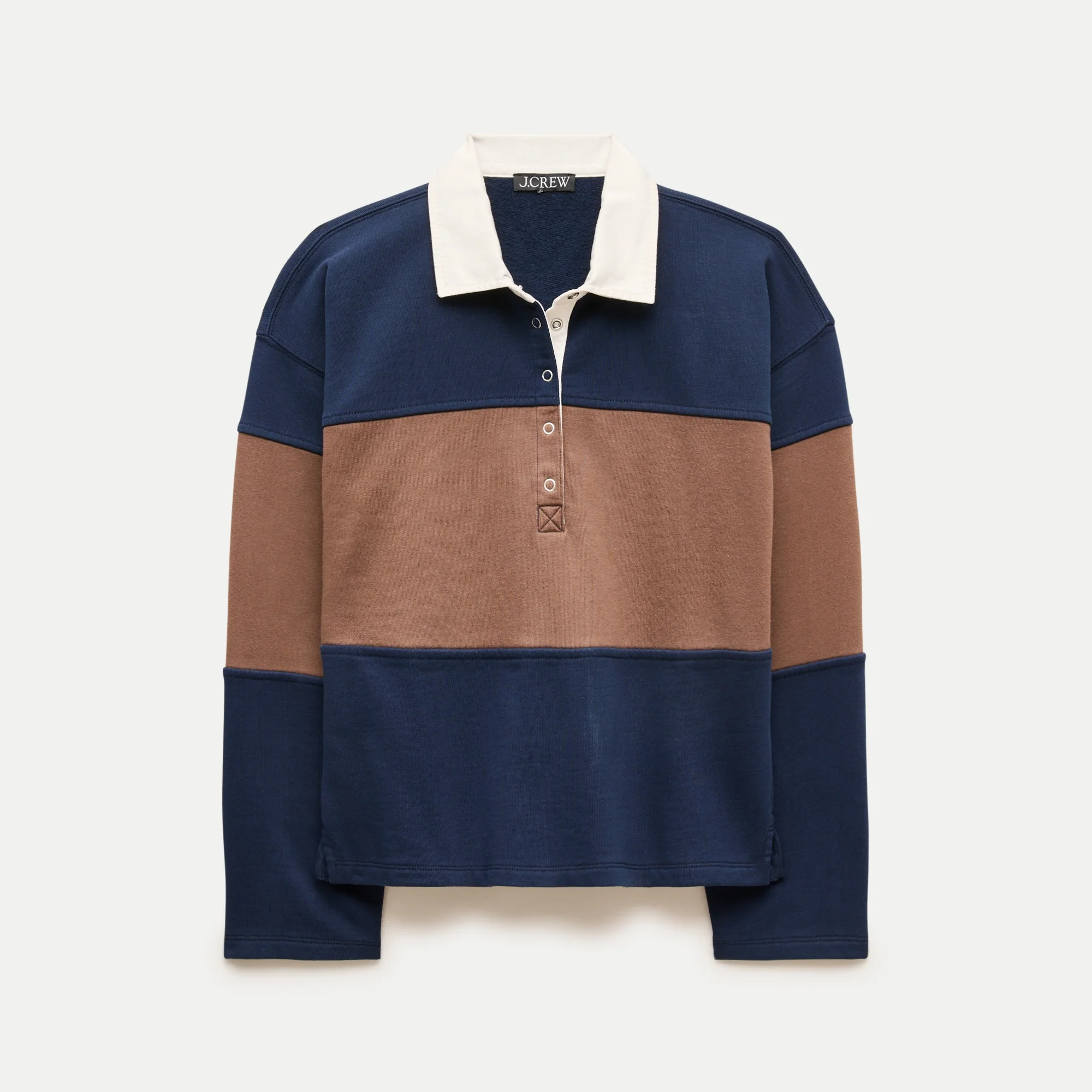 Vintage fleece rugby sweatshirt in stripe - 1