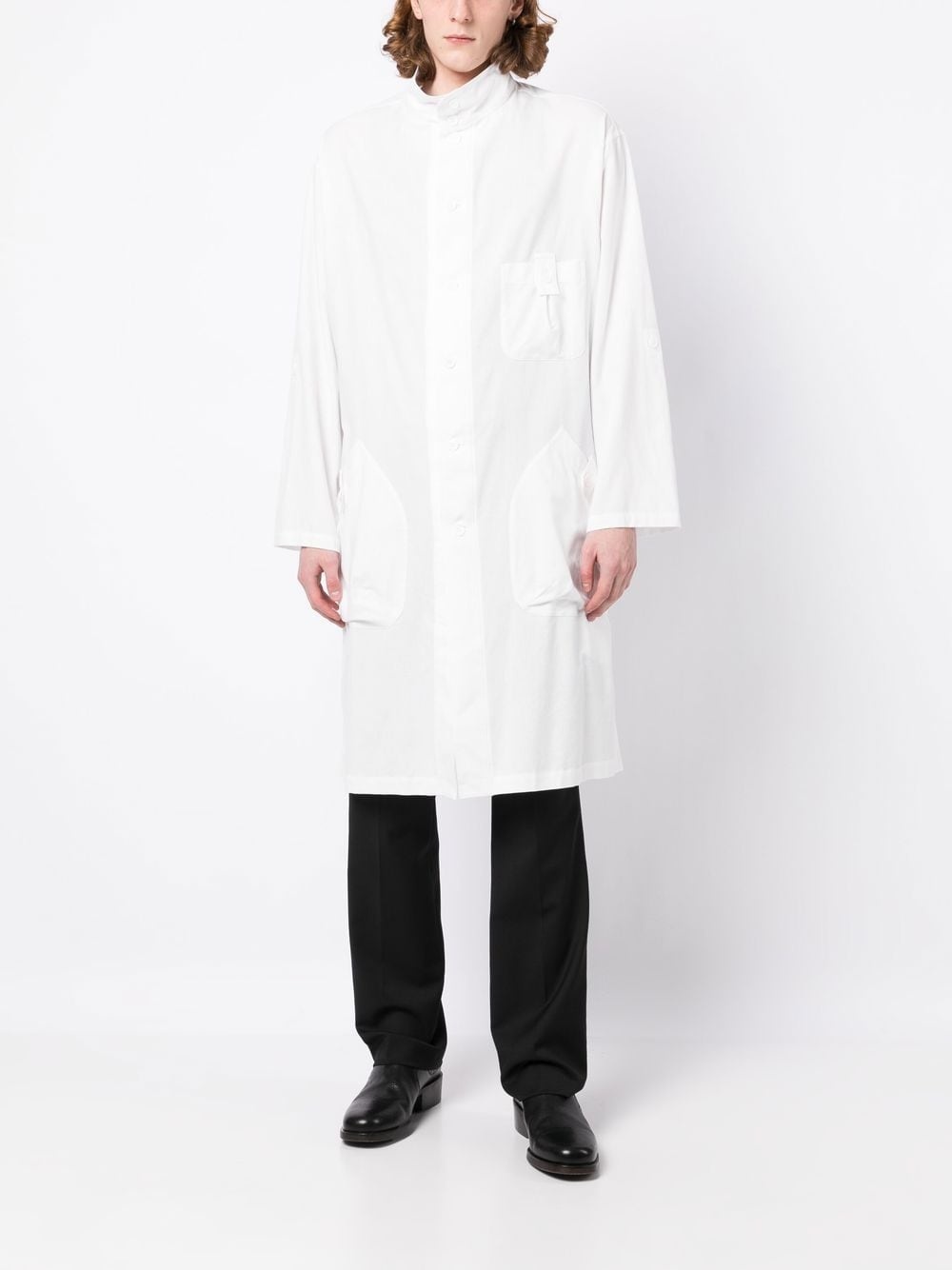 band-collar shirt jacket - 2