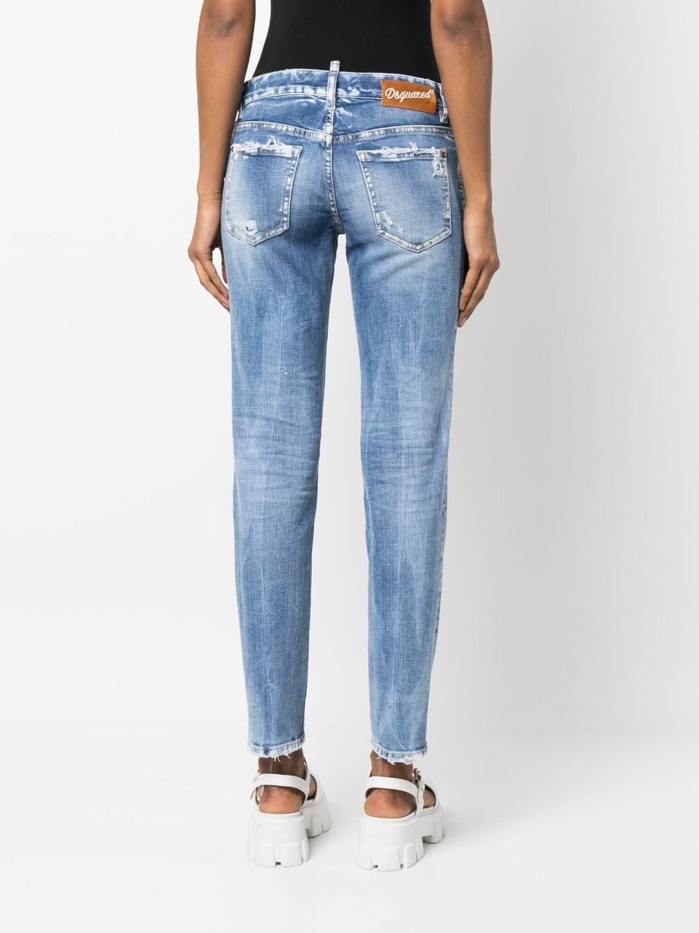 distressed-effect cropped jeans - 4