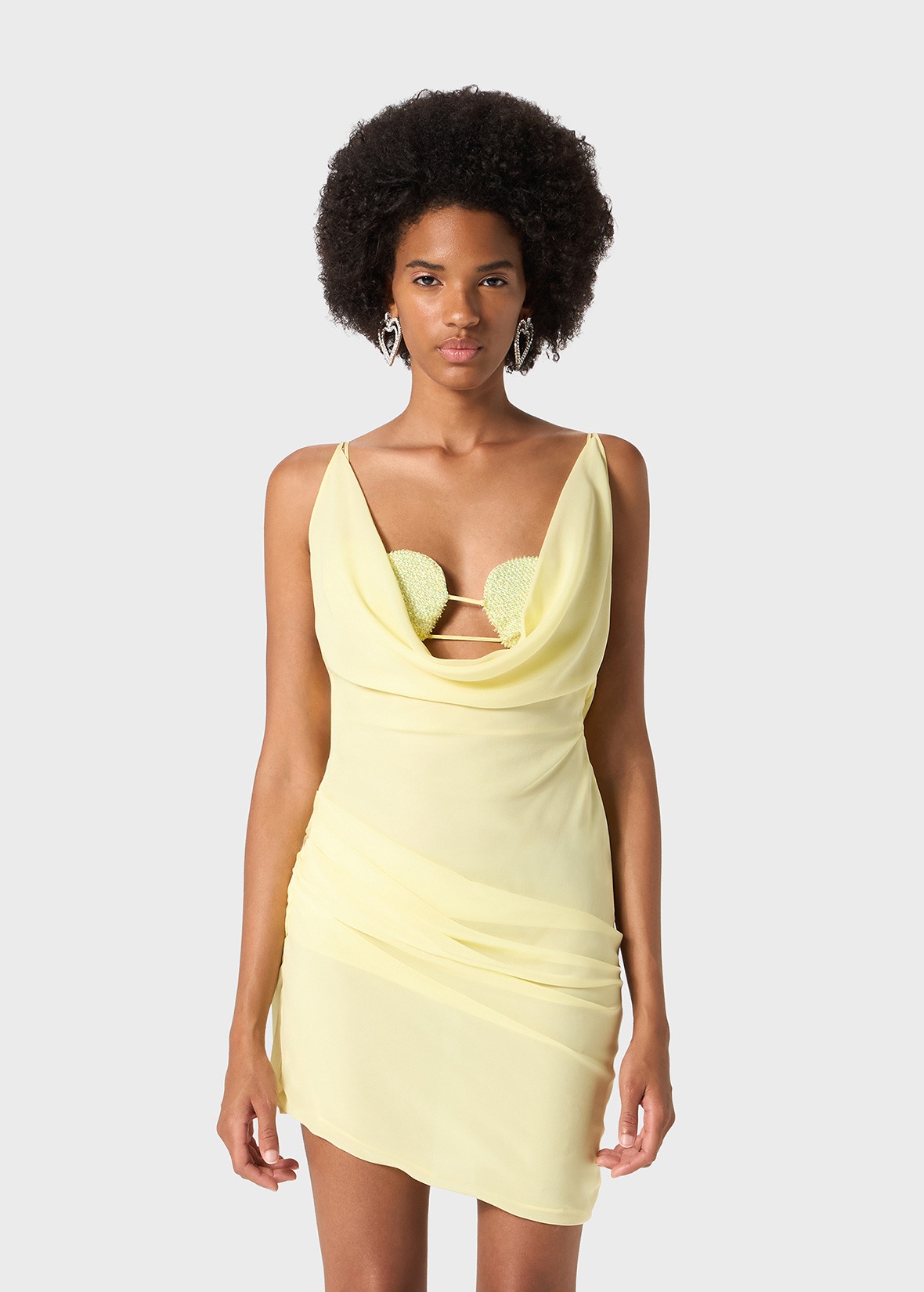 MINI DRESS IN GEORGETTE WITH RHINESTONE BRA DETAIL - 3