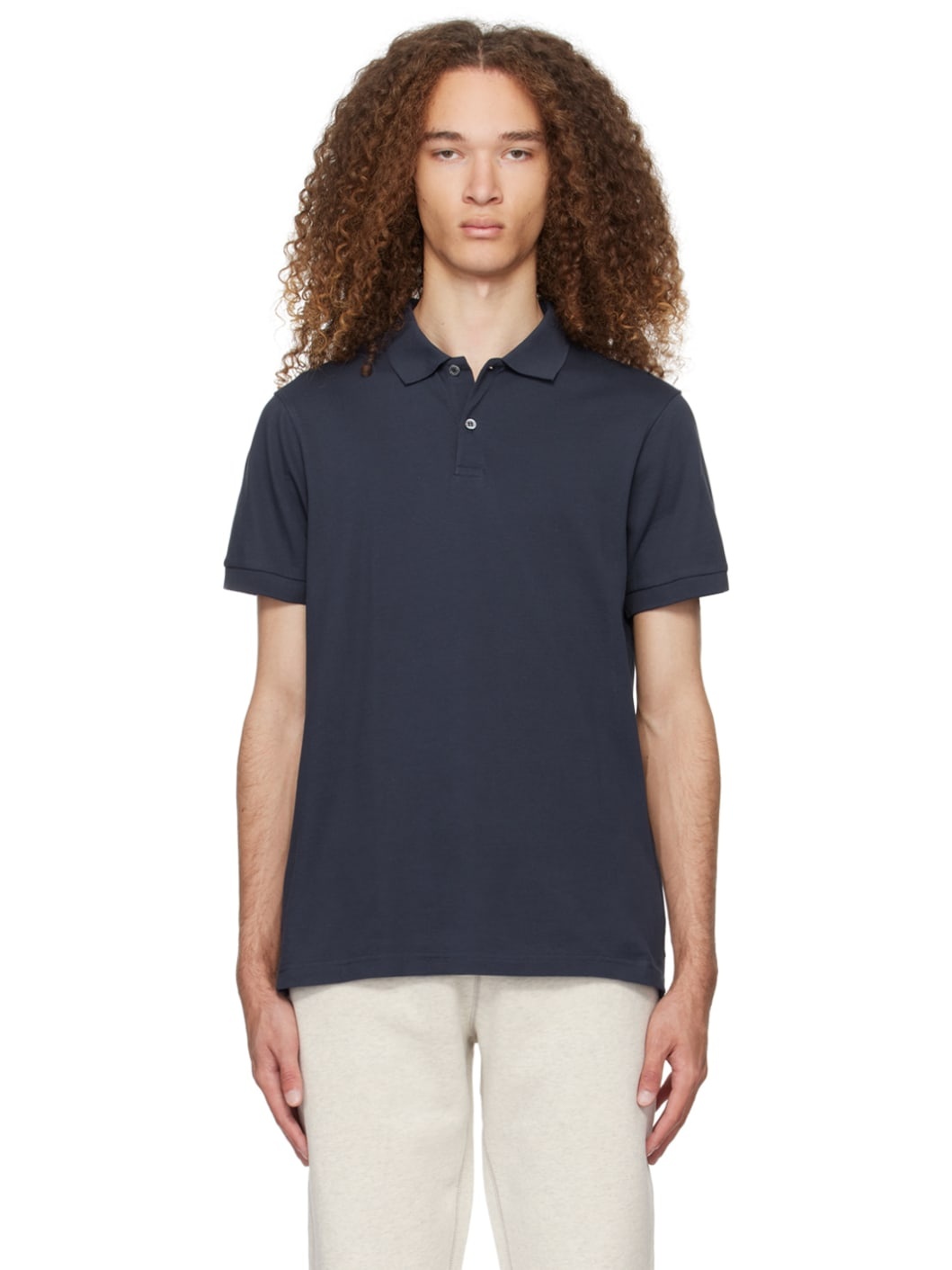 Navy Two-Button Polo - 1