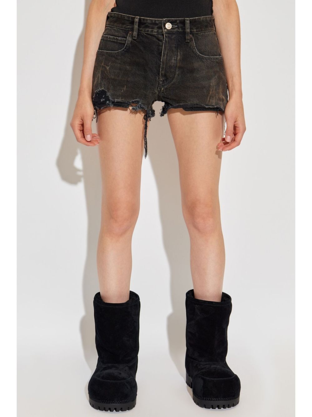 vintage effect jeans shorts - 3