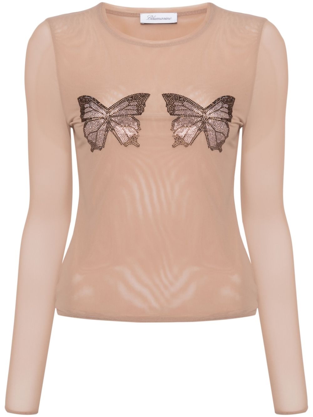 butterfly-embellished mesh top - 1