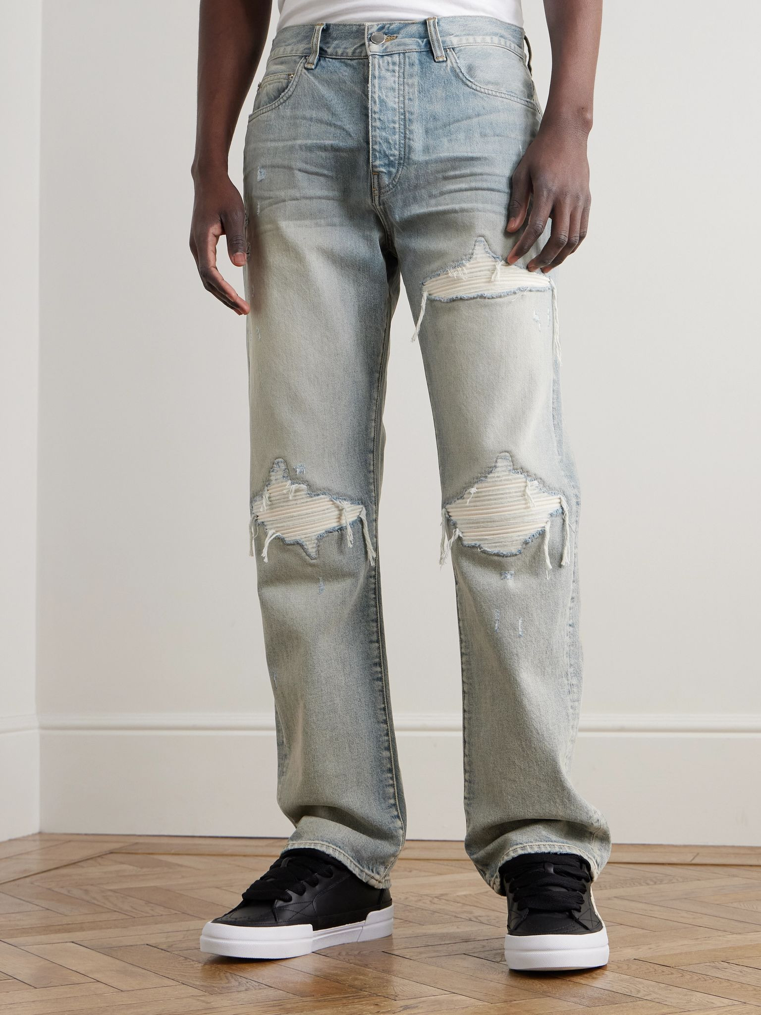 MX1 Skinny-Fit Panelled Distressed Jeans Blue - 3