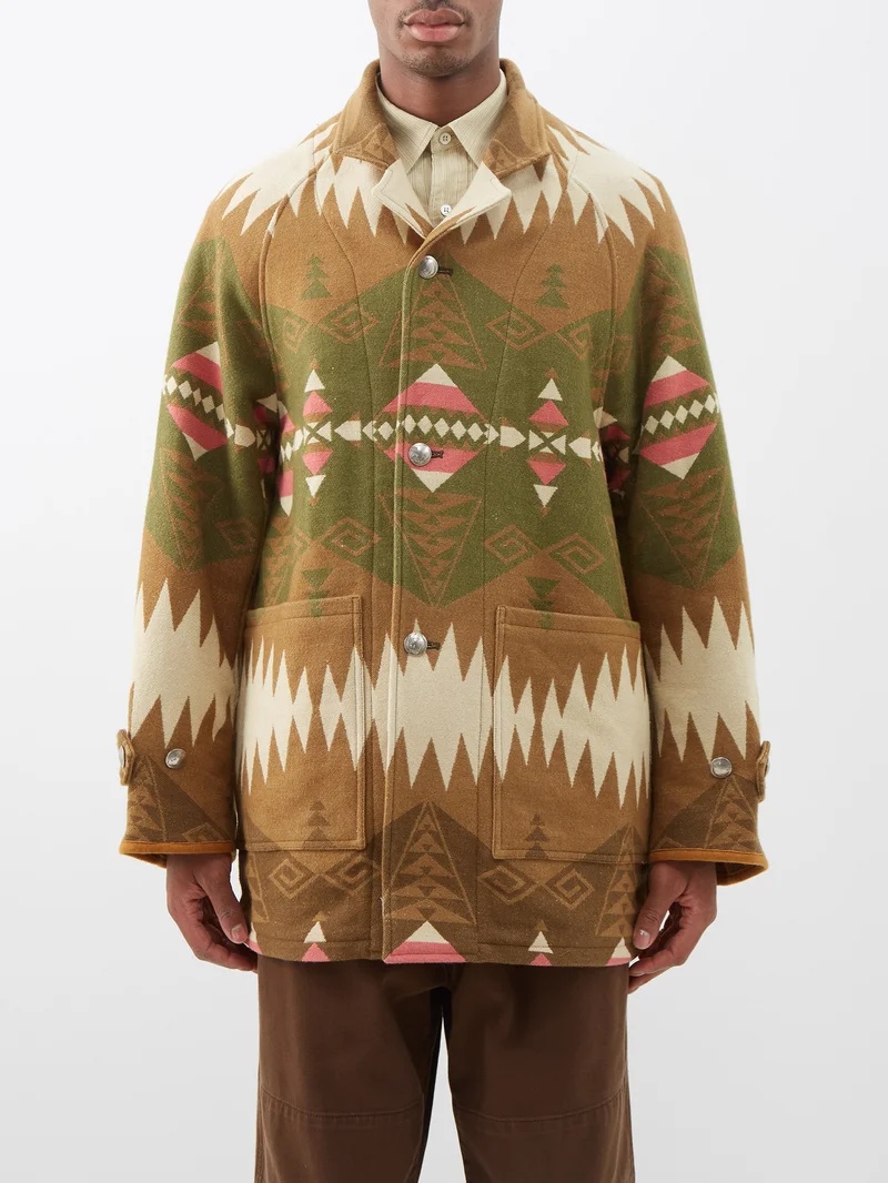 visvim Hopiland jacquard blanket coat | matchesfashion