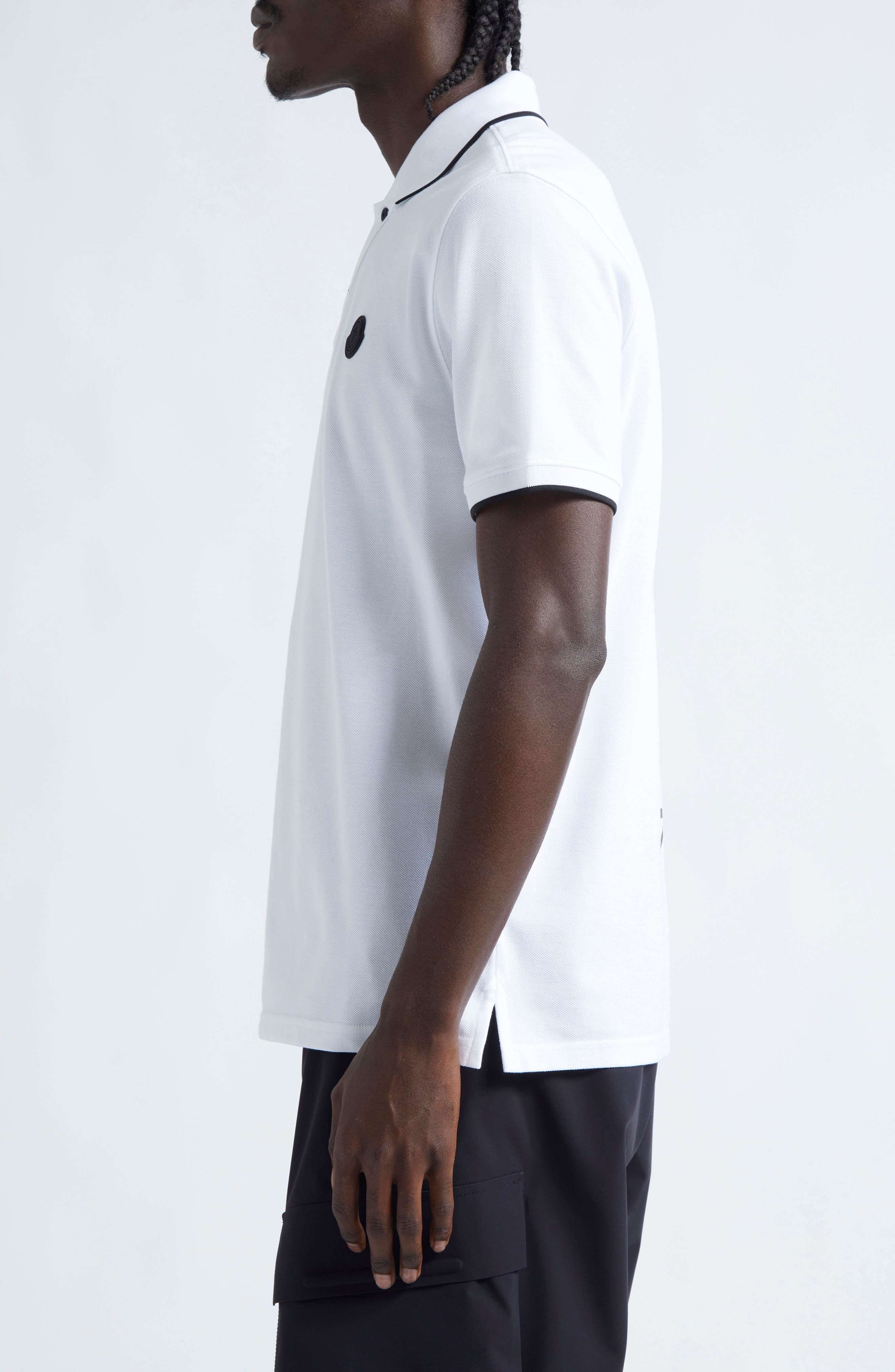 Moncler Logo Cotton Polo in White at Nordstrom - 3