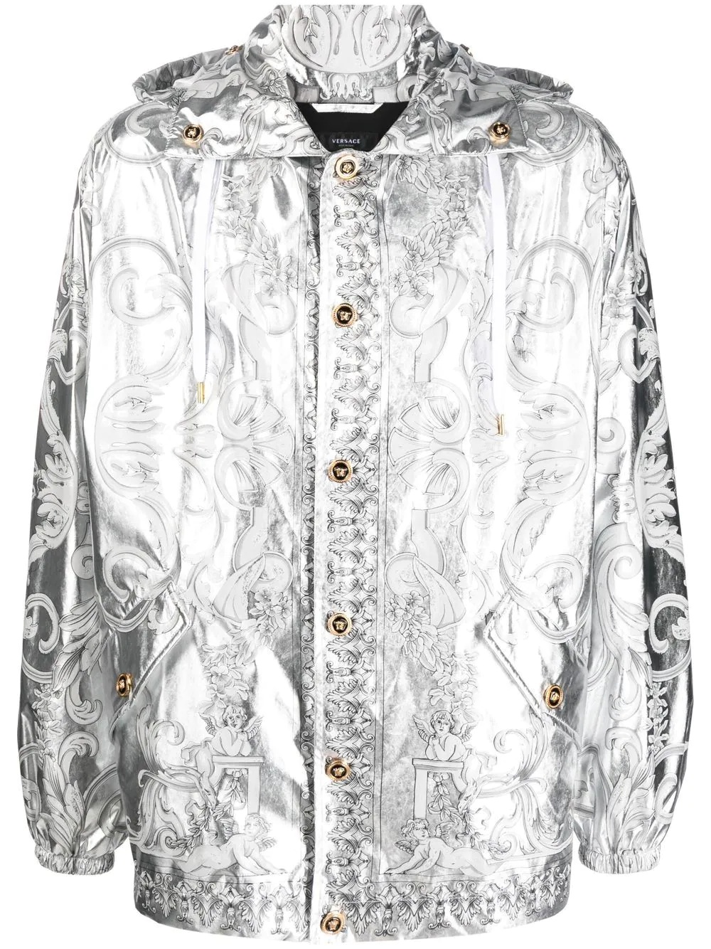 Barocco-print hooded jacket - 1