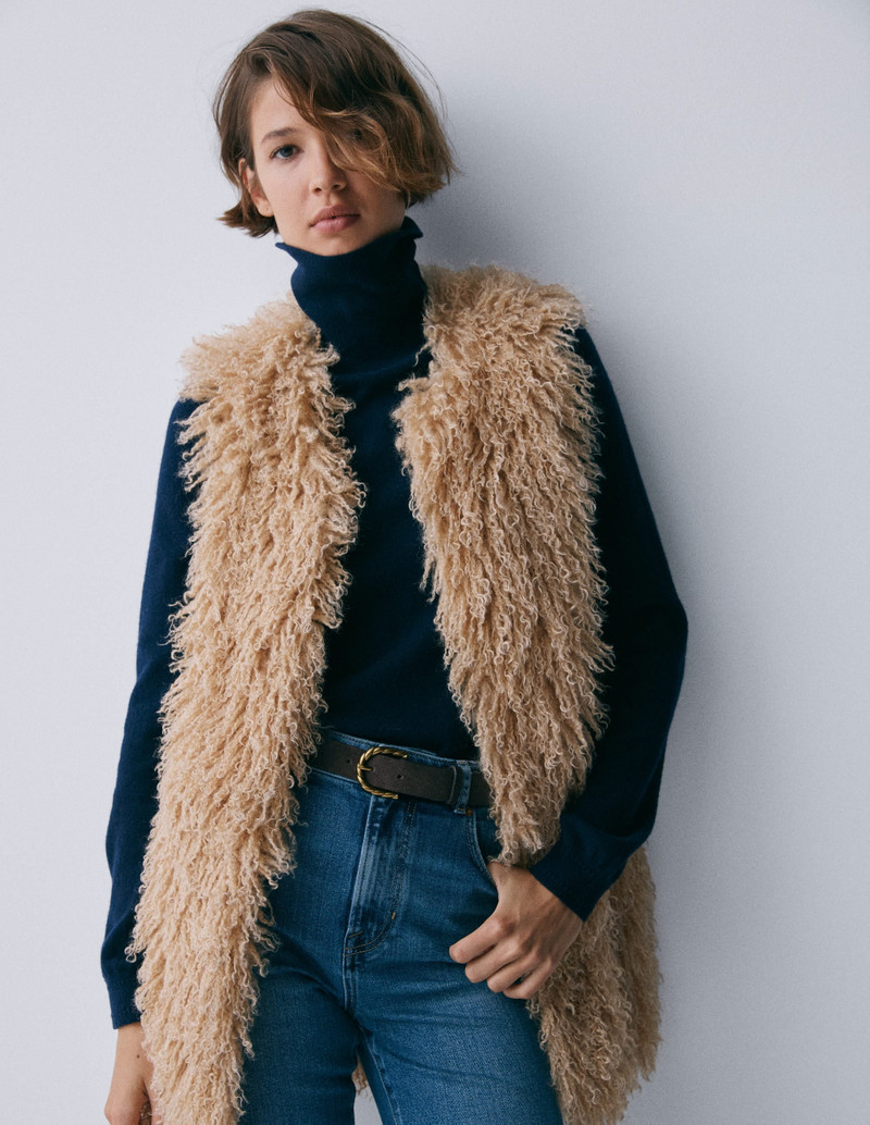 Faux Fur Long Gilet-Sand Dune, Fur 8