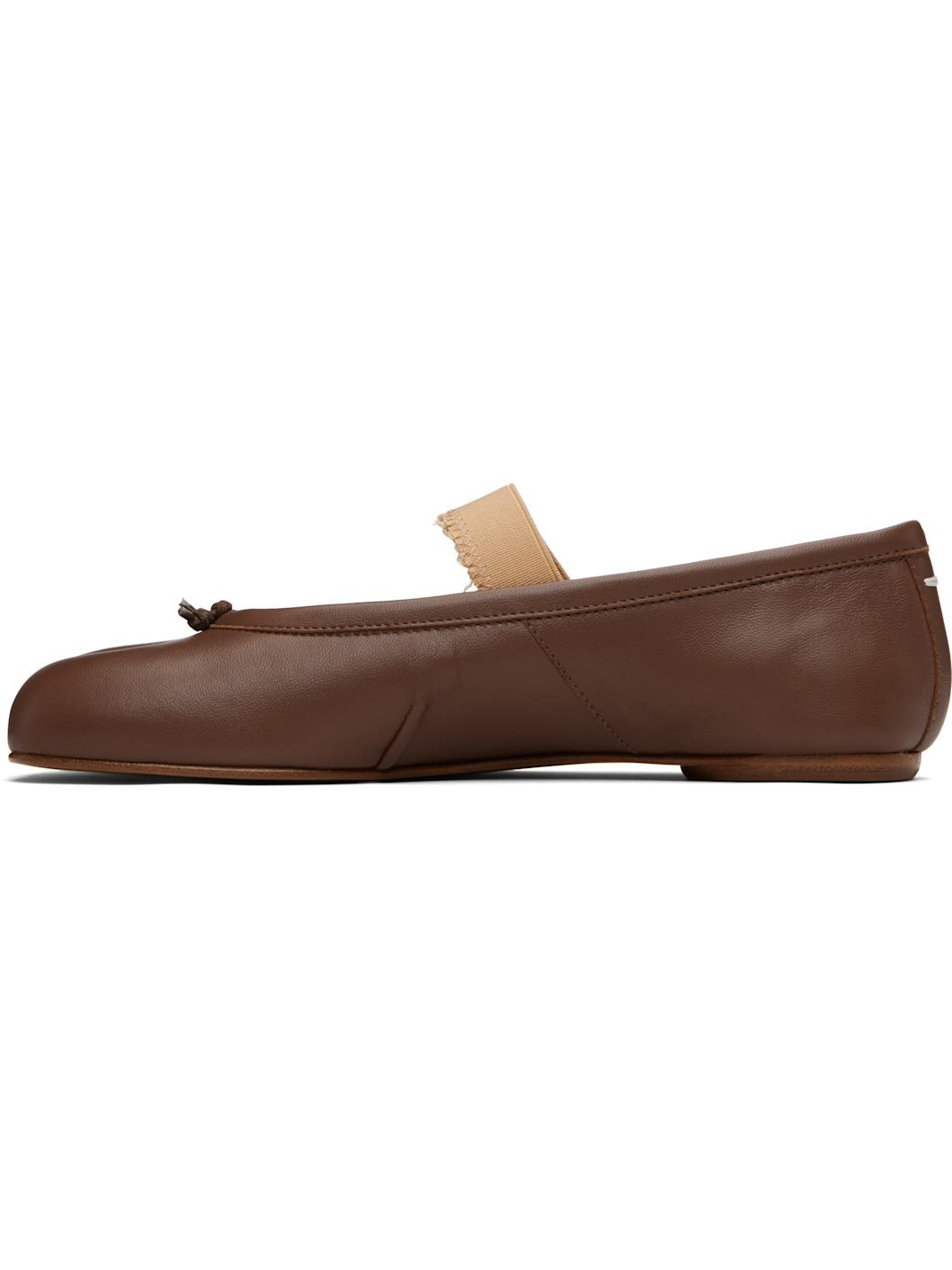 Brown Tabi Elastic Band Ballerina Flats - 3