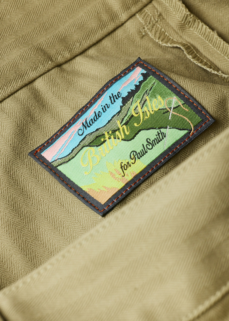 Paul Smith Stone Cotton Herringbone Fatigue Trousers outlook