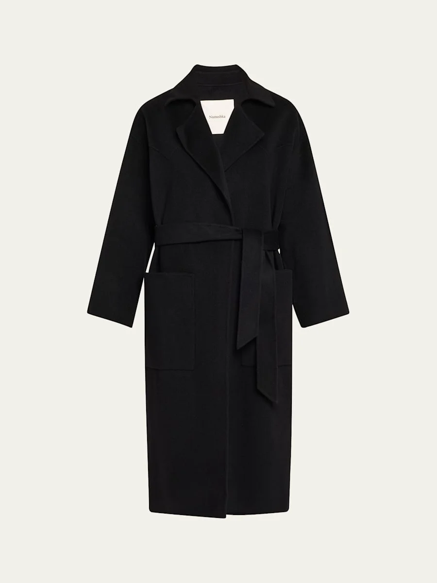 Alamo Wool-Blend Long Wrap Coat - 1