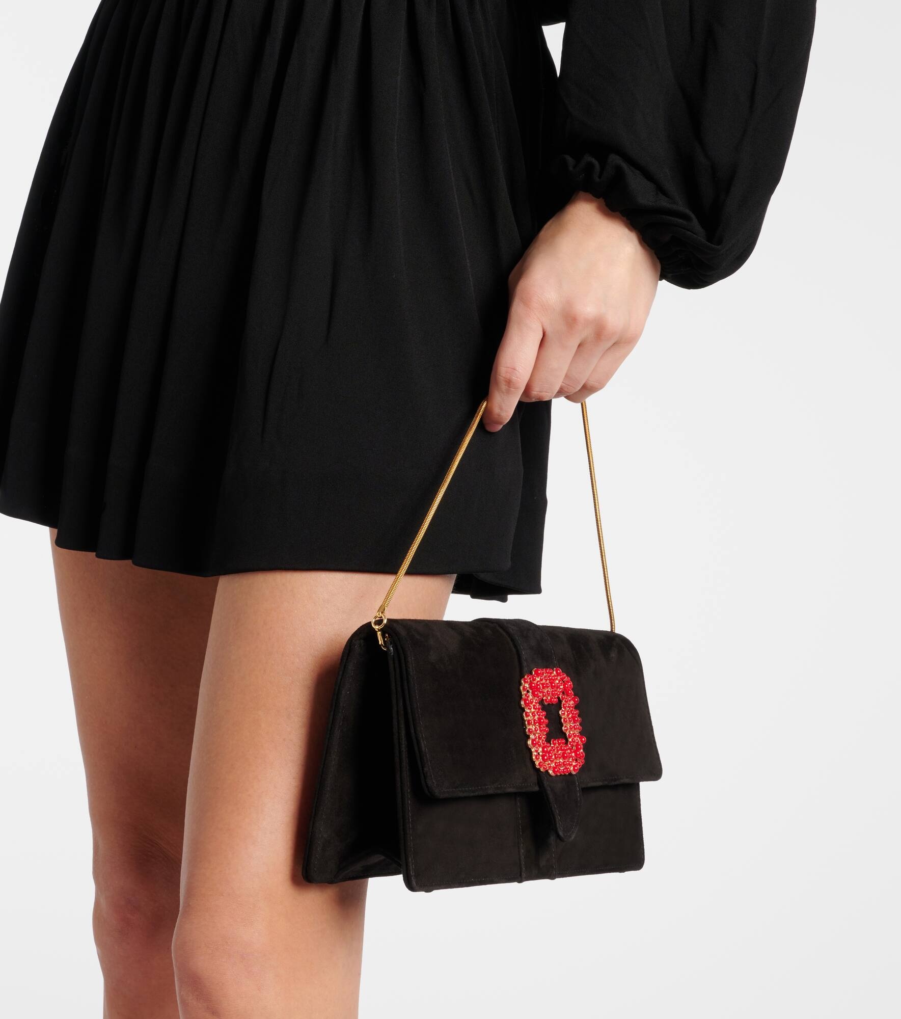 Capri embellished suede clutch - 7