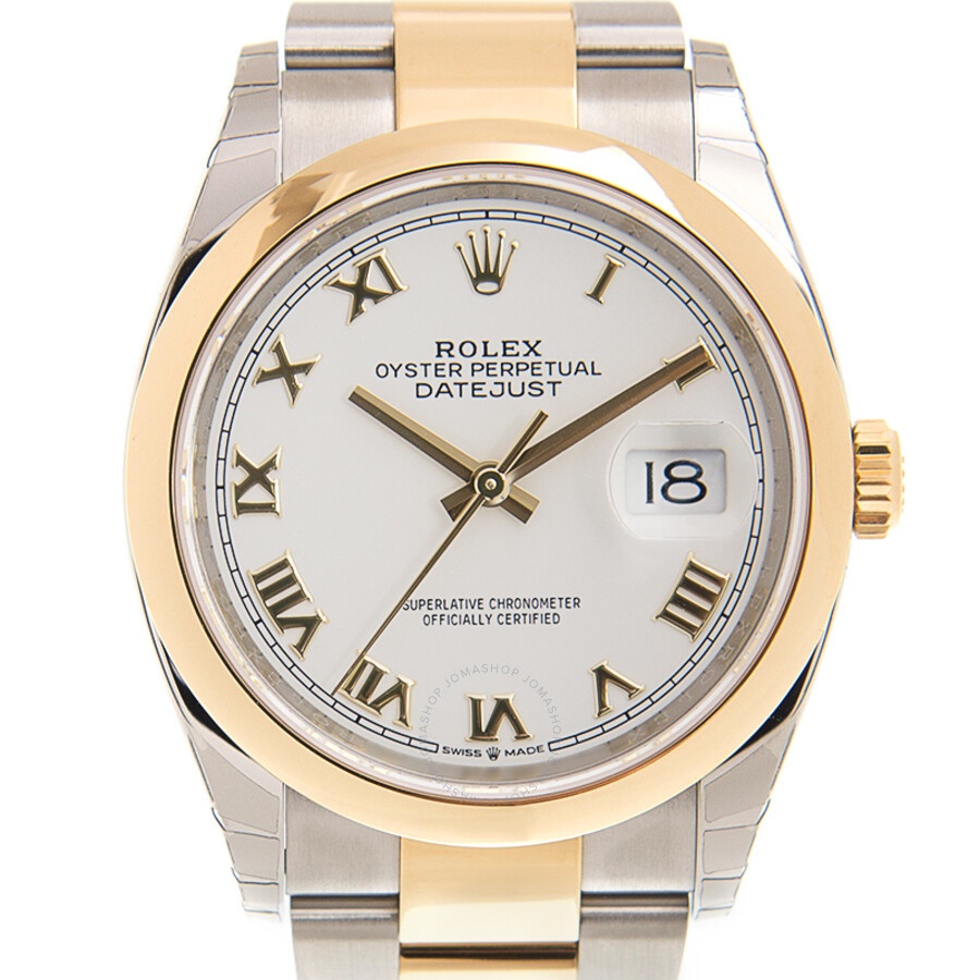 Rolex Datejust 36 White Dial Automatic Men's Steel and 18k Yellow Gold Oyster Watch 126203WRO - 2
