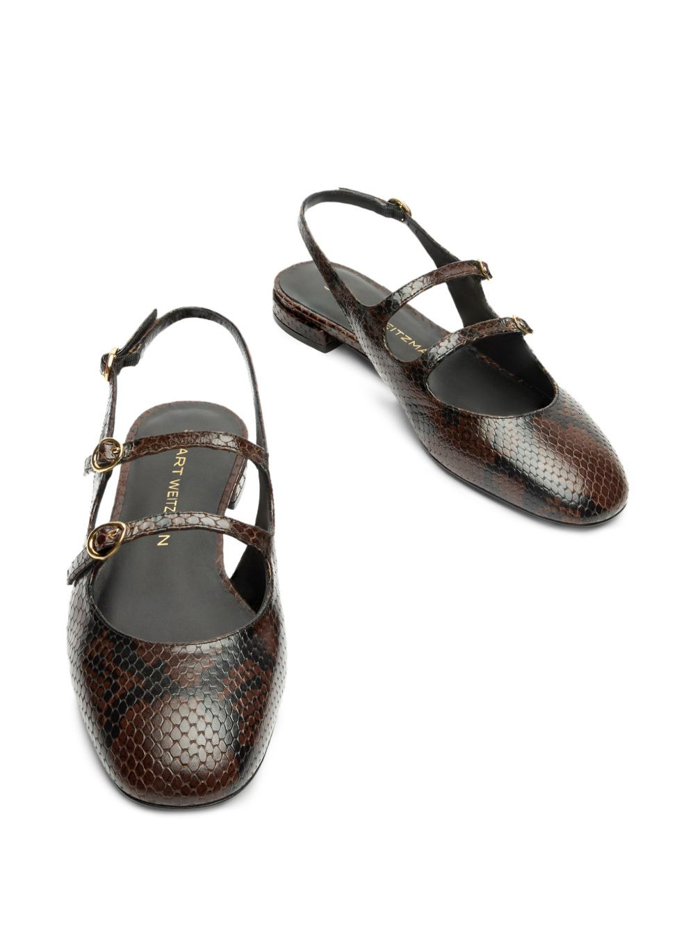 snakeskin slingback flat pumps - 3