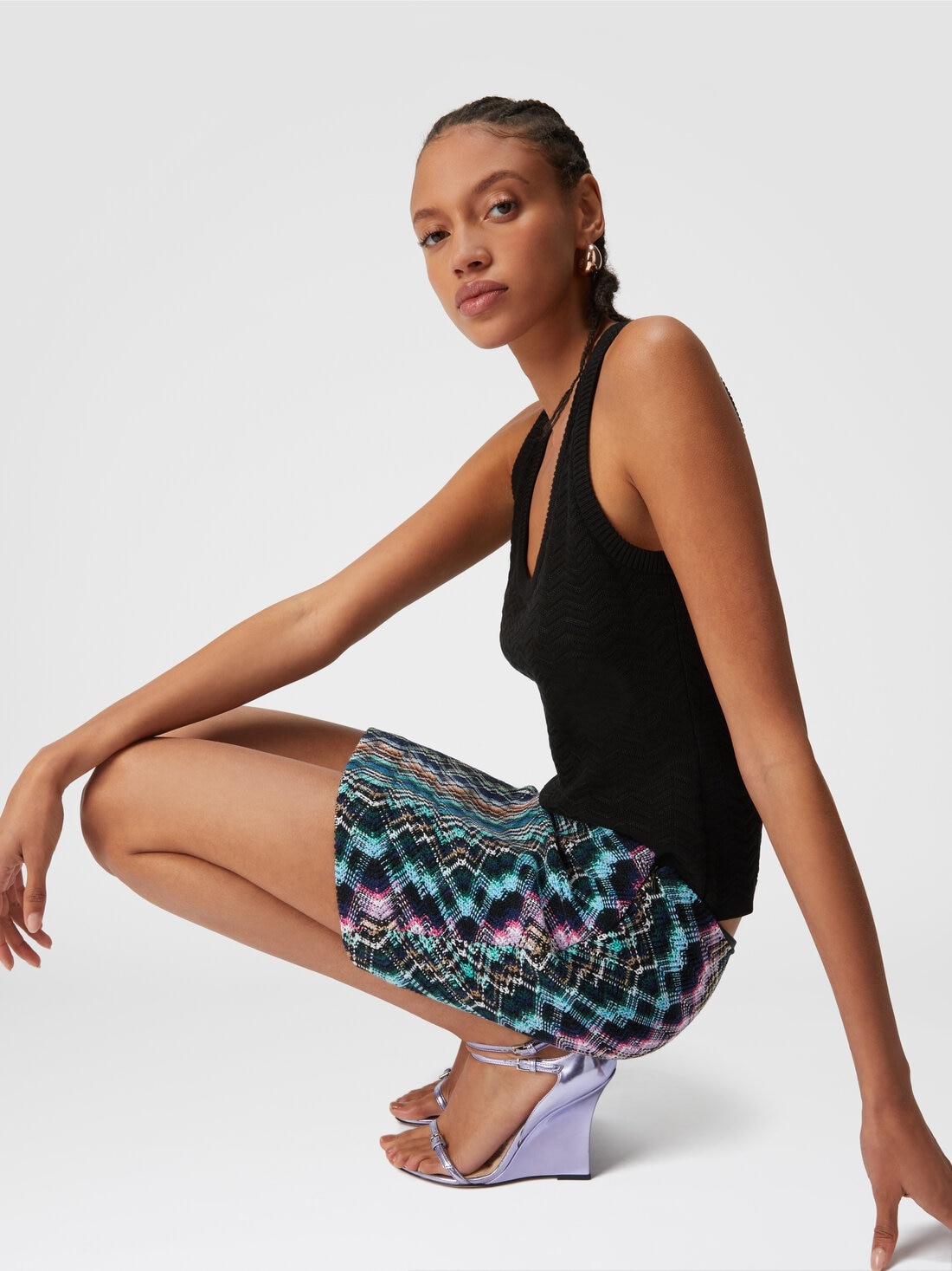 Zigzag wool and cotton miniskirt - 5
