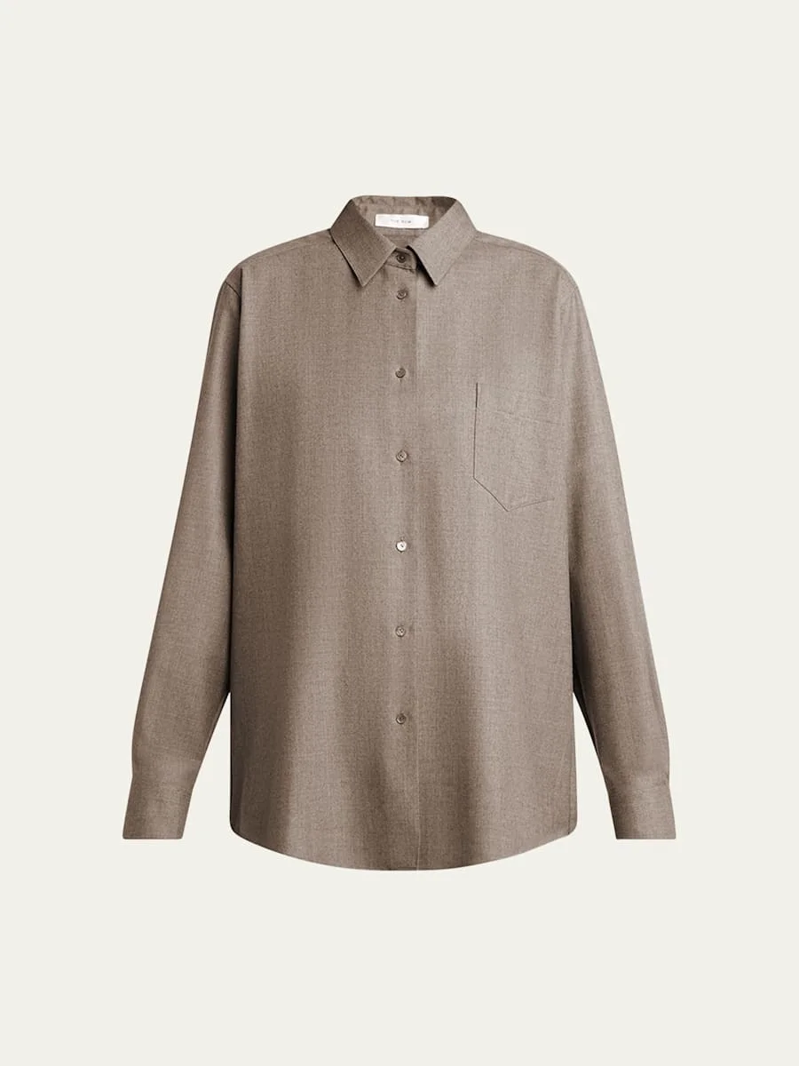 Pino Wool Button-Down Shirt - 1