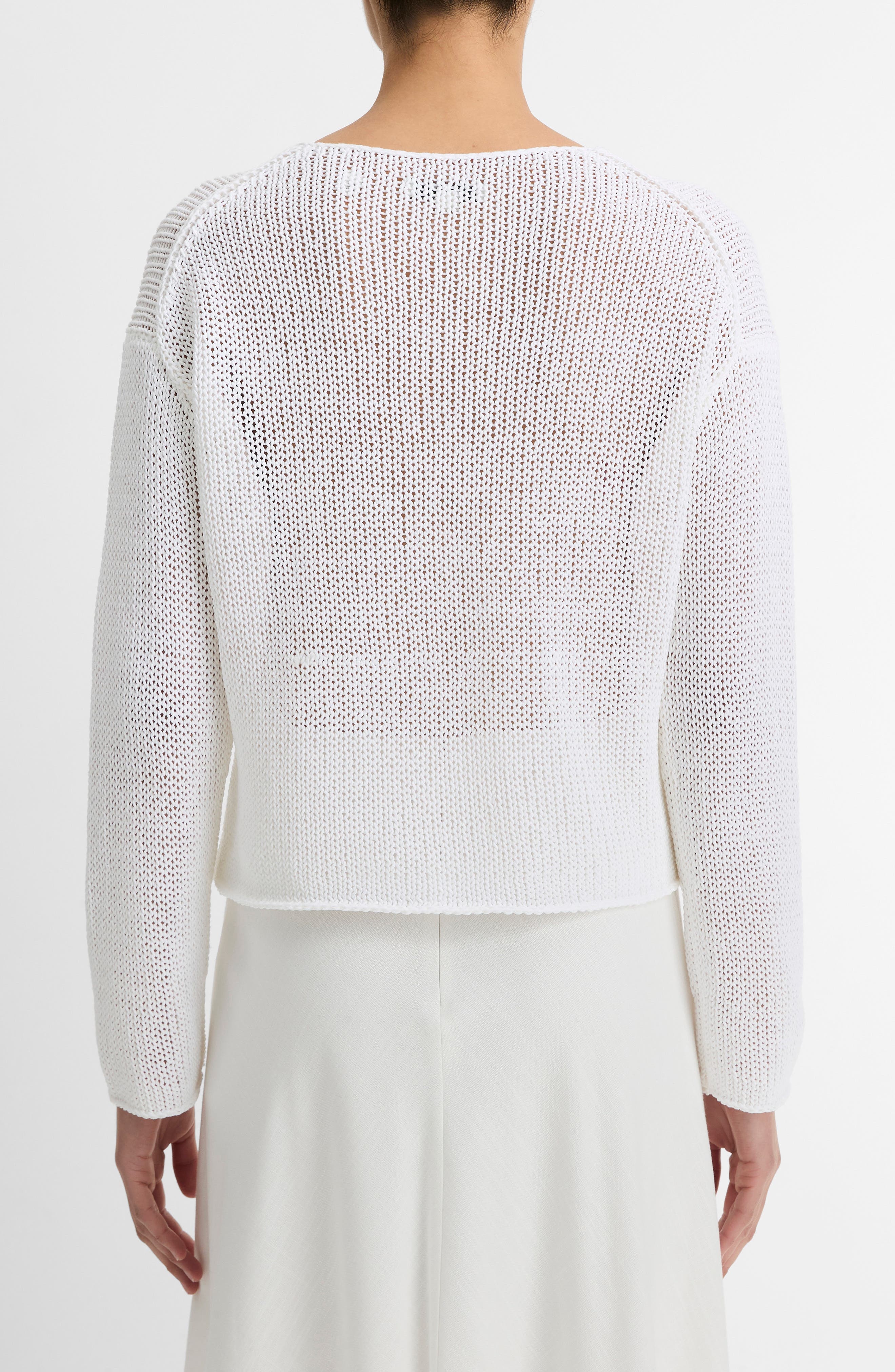 Vince Open Knit Boat Neck Sweater in Optic White at Nordstrom - 2