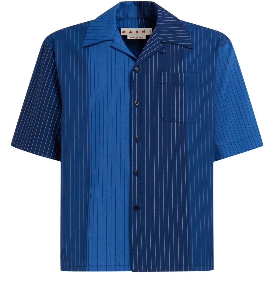 Dégradé Pinstripe Wool Bowling Shirt - 1