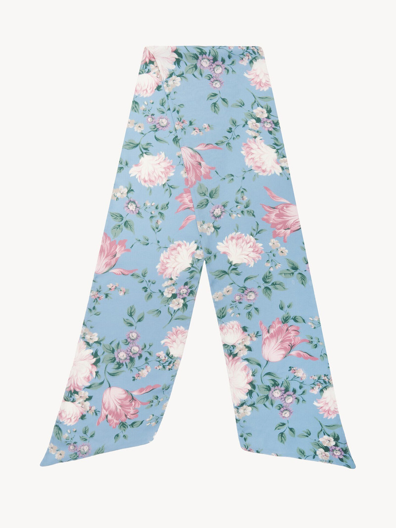 THE CHLOÉ PEONIES WIDE BANDEAU SCARF IN SILK CHARMEUSE 1