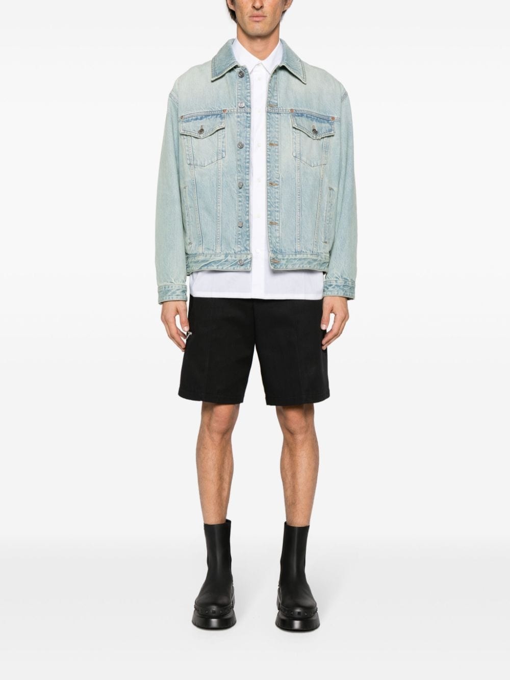 logo-embossed denim jacket - 2
