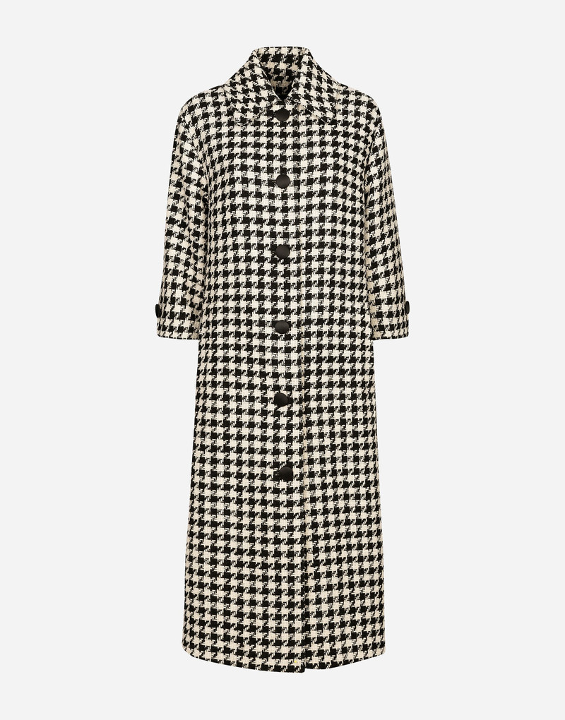 Single-breasted macro-houndstooth wool coat 1