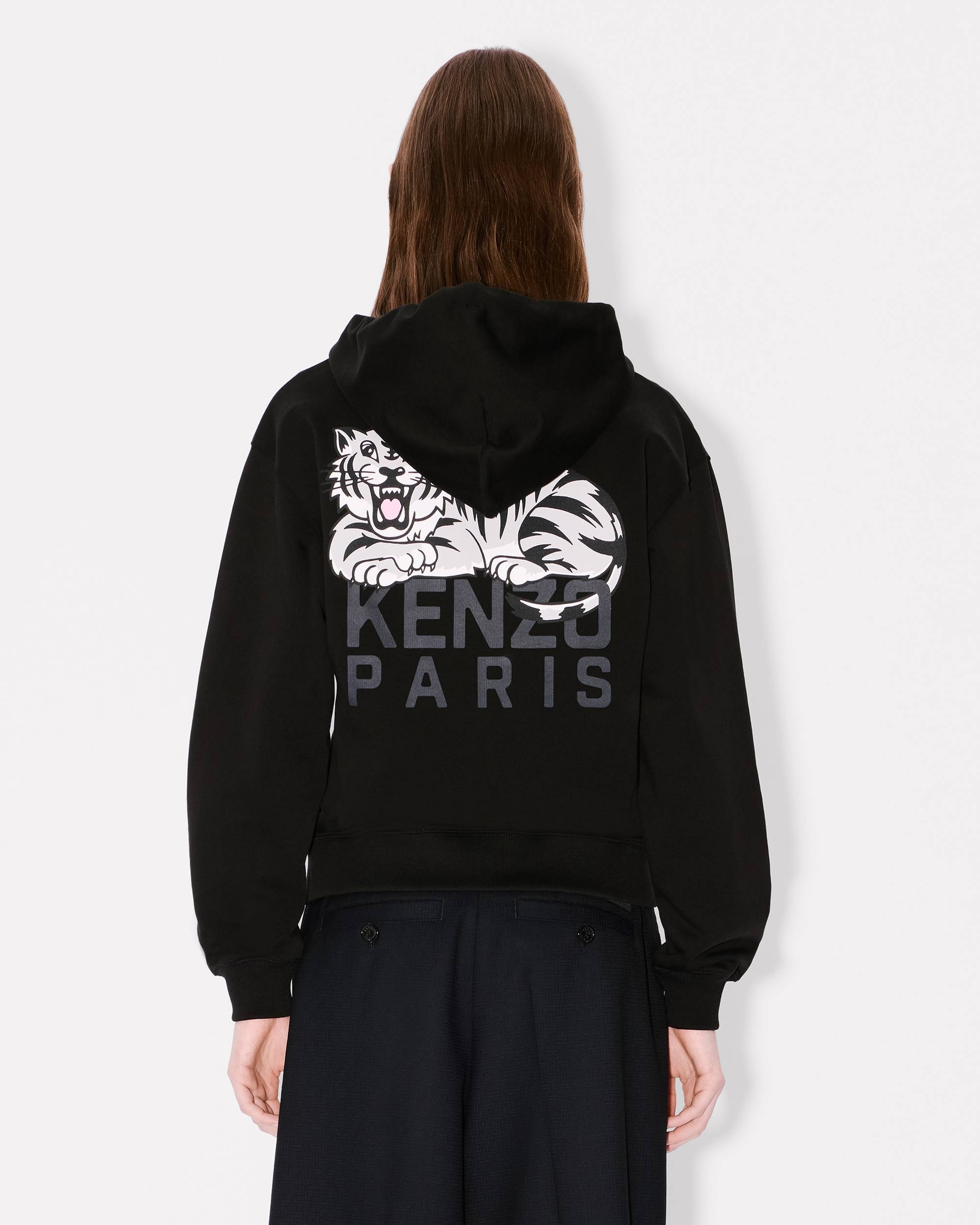 'KENZO Happy Tiger' zip-up hoodie in cotton - 4