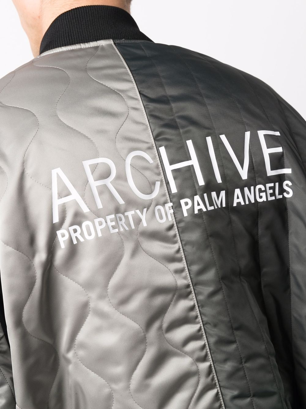 logo-print panelled bomber jacket - 5