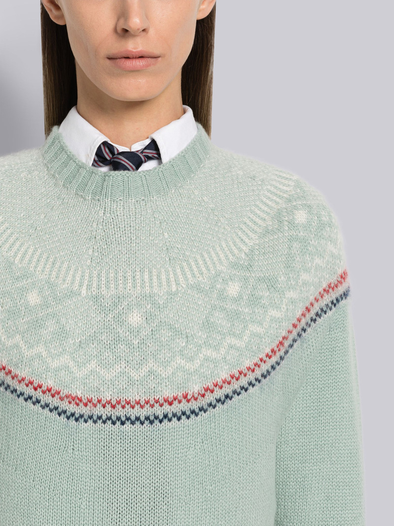 Cashmere Mohair Fair Isle Shrunken Tipping Pullover 5