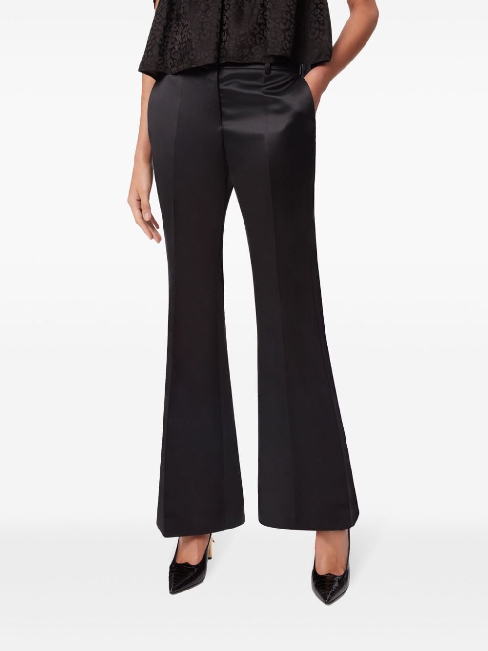 tailored flared satin trousers - 4